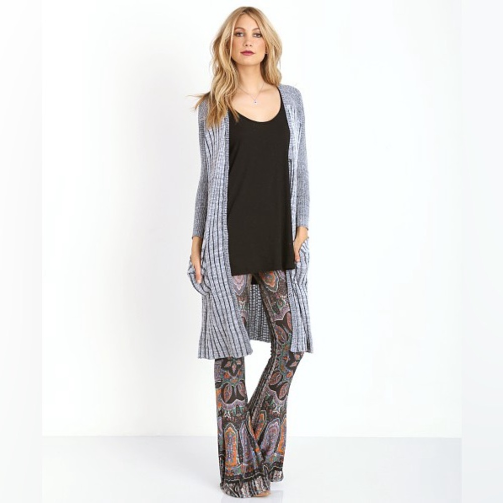 Free People Shadow Stripe Cardi Long Cardigan - Picture 2 of 3